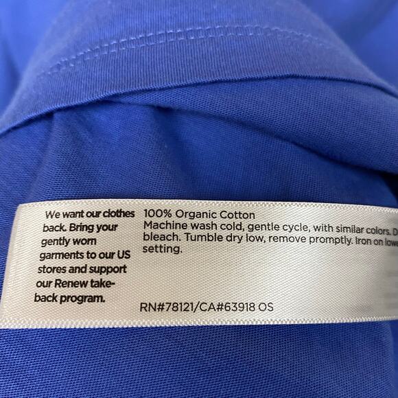 Eileen Fisher Blue Organic Cotton Crewneck Boxy T-Shirt Size Extra Large - Picture 7 of 8